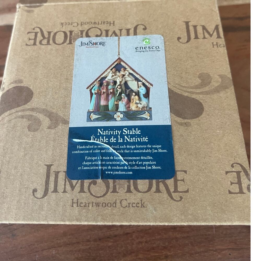 New in box Jim Shore Heartwood Creek Nativity Stable Christmas ornament Jesus
